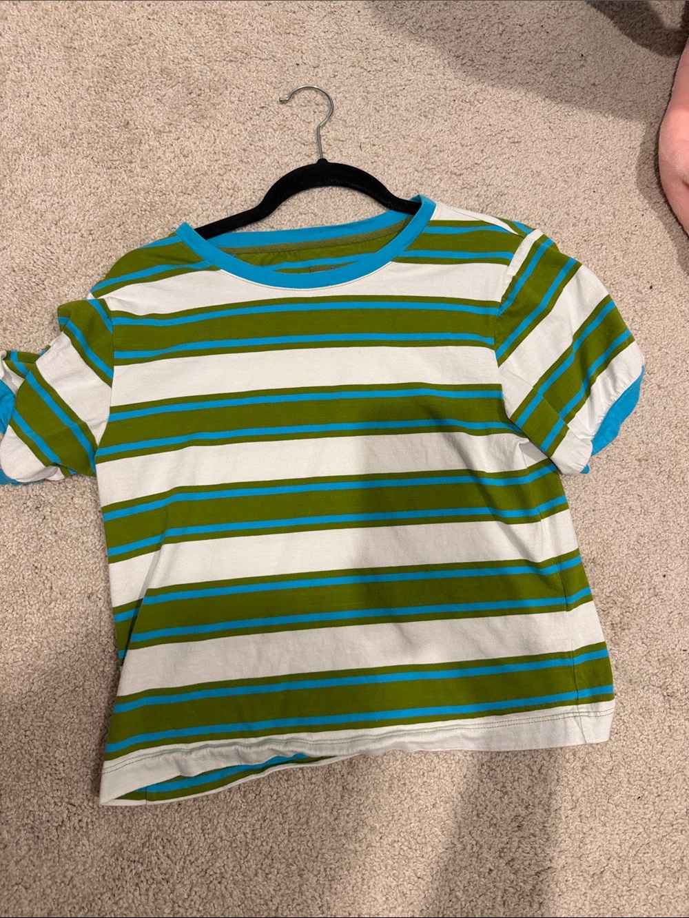 Anthropologie Striped Short Sleeve Tee in White, Olive & Bright Blue